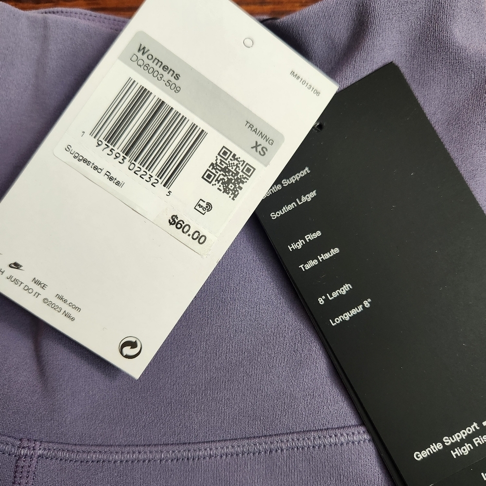 NEW Nike Zenvy High Waisted Training Biker Shorts lavender Womens XS 8 inch - Picture 3 of 7